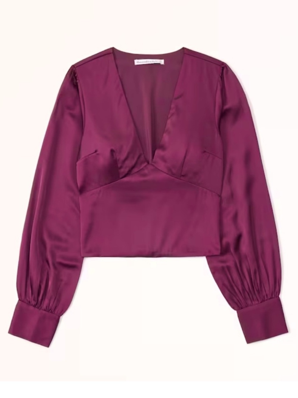 Abercrombie & Fitch Long-Sleeve Satin Puff Sleeve Top, L, NWT